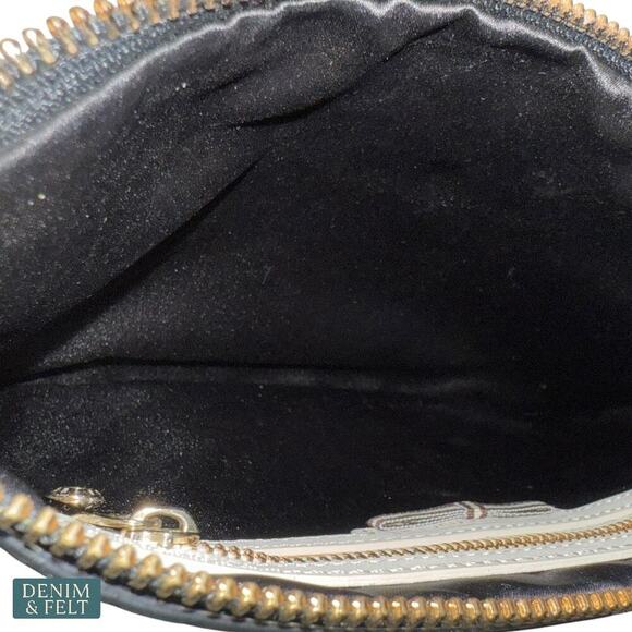 Henri Bendel Black Pebbled Leather Wristlet Clutch Purse Gold Hardware Rare - Picture 8 of 10